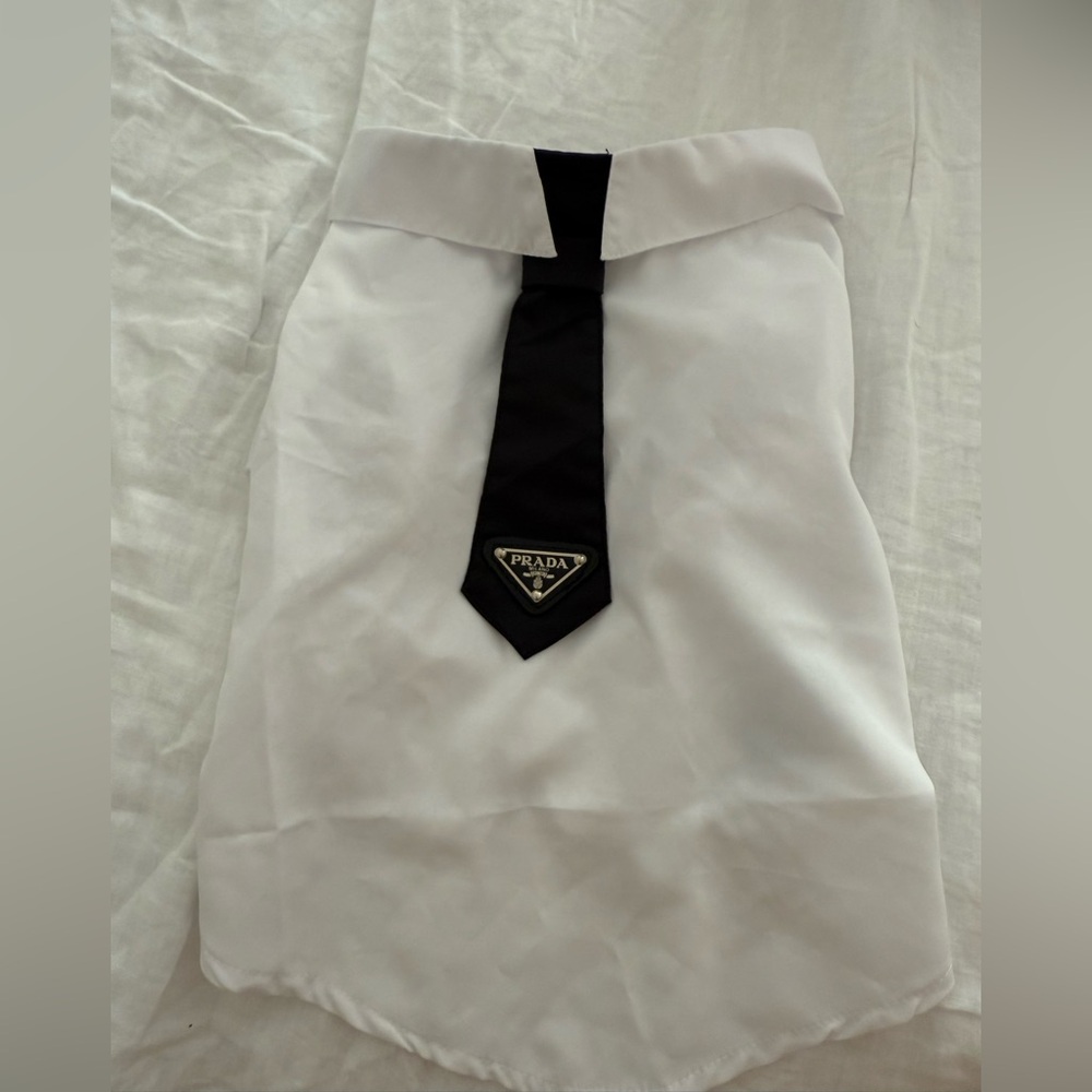 Prada Black and White Logo Tie